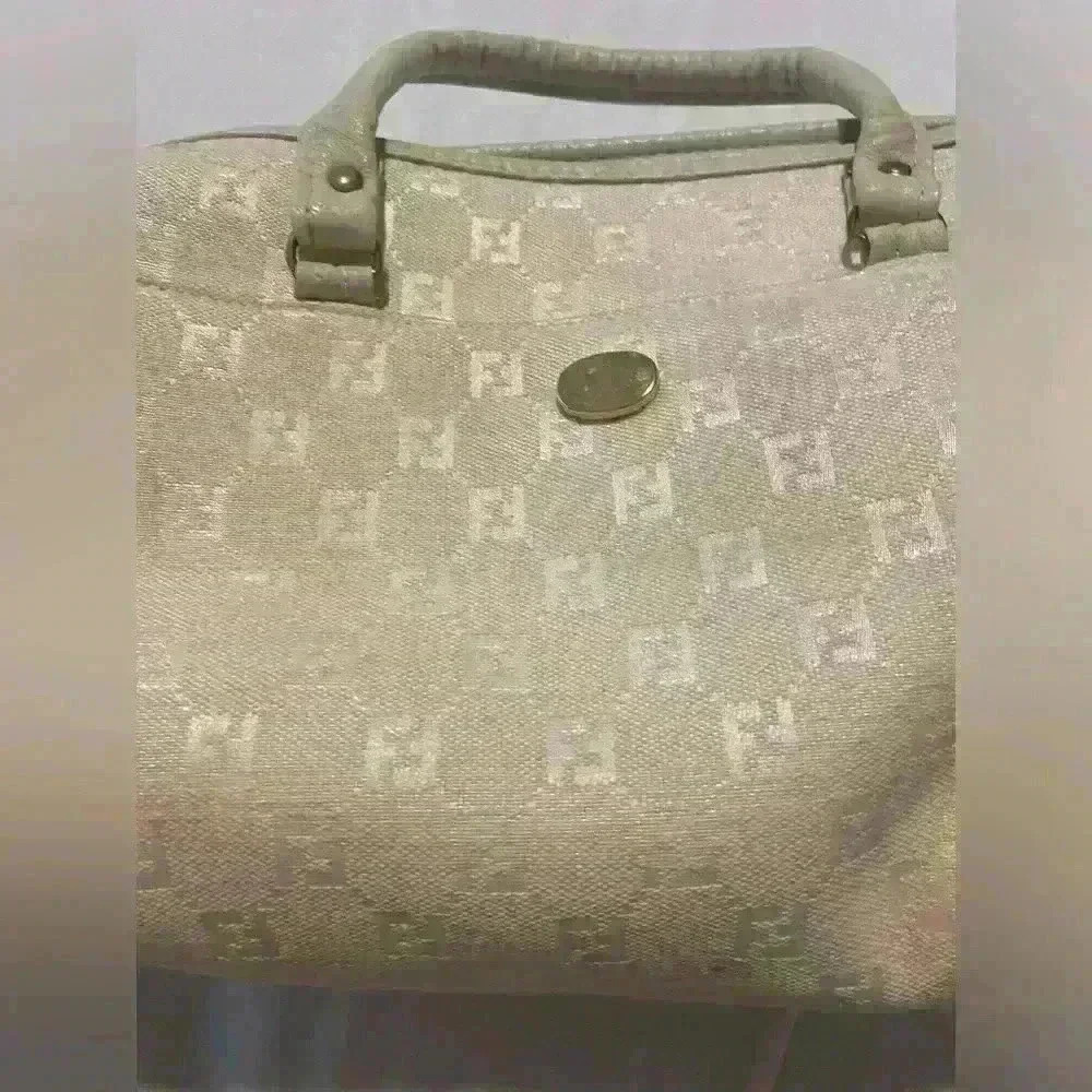 Vintage canvas handbag cream color